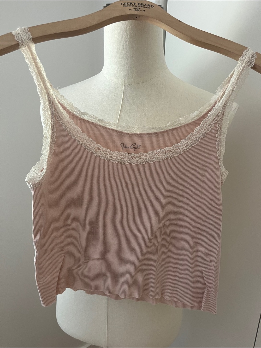 Blush Lace-Trim Ribbed Camisole